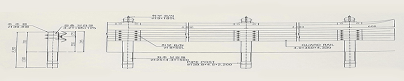 철재 가드레일 ISGR-2WO4:SB-2등급 도면이미지